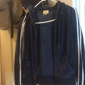 Medium Blue Velvet hoody jacket